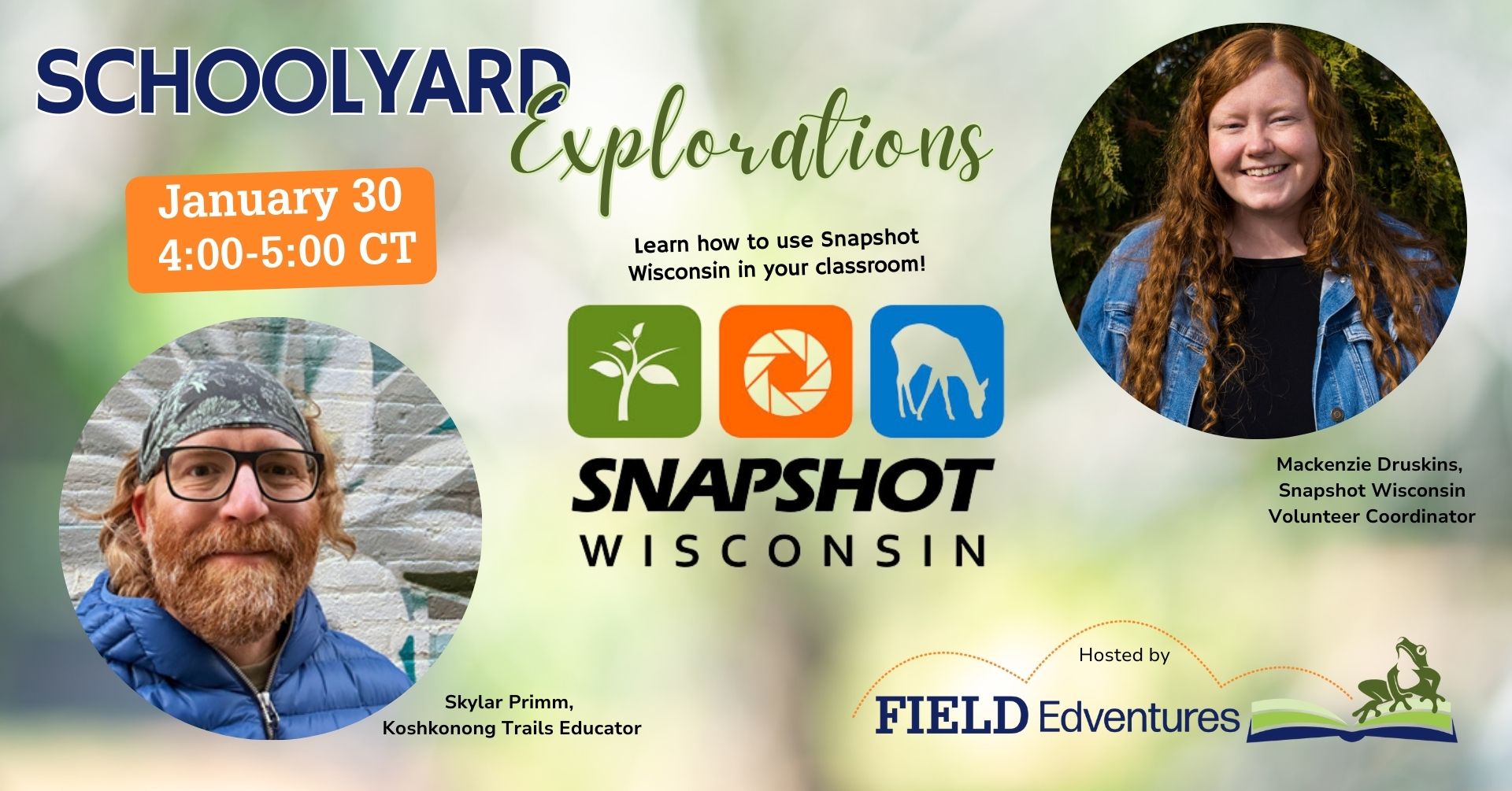 event flyer with photos of presenters and Snapshot Wisconsin logo