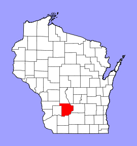 map of Wisconsin showing the location of Sauk County