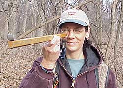 Mary Ann is using another type of angle gauge, this one mounted on the end of a stick.