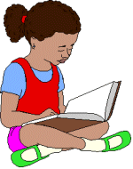 An illustration of a young girl reading a book