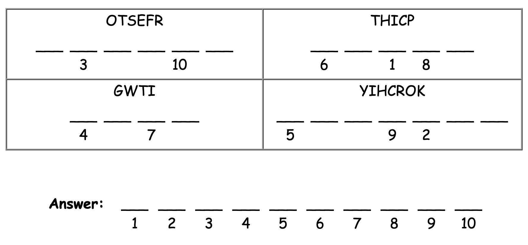 Puzzle to print and solve